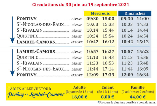 Horaires et tarifs 2021