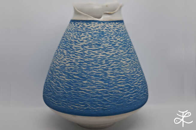 Vase grès blanc engobé