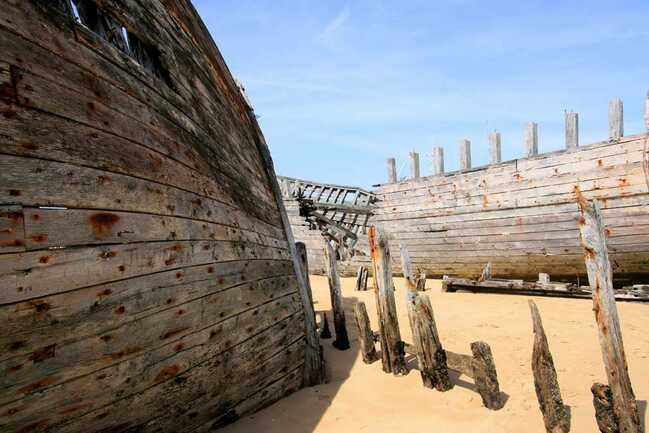 Cimetière à bateaux sur la Ria