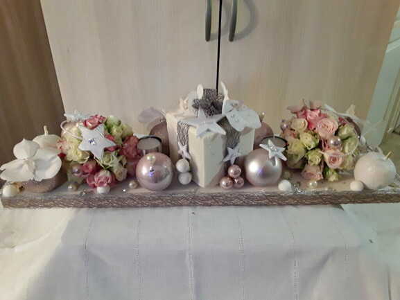 Centre de table Noel rose poudré